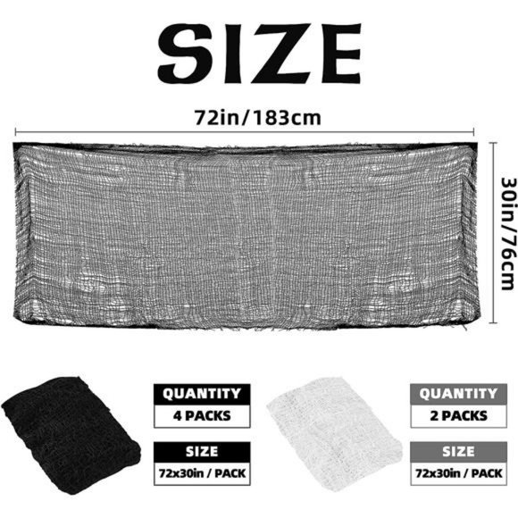 Halloween Creepy Cloth 6Pcs 30×72 "Halloween Black Creepy Cloth (4Black + 2White - Picture 4 of 7